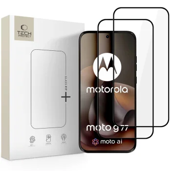 Защитное стекло Tech-Protect Glass Fit+ для Motorola Moto G67 / G77 (2 шт.), Черное