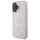 Чехол Guess Saffiano Peony Classic Logo MagSafe для iPhone 16, Розовый