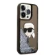 Karl Lagerfeld Liquid Glitter Karl Head vāciņš iPhone 14 Pro, melns