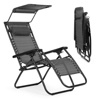 Dārza zvilnis ar jumtiņu un regulējamu atzveltni MultiGarden, pelēks