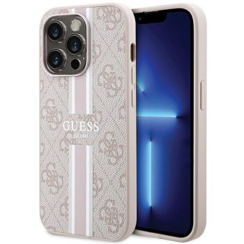 Guess 4G MagSafe futrālis iPhone 15 Pro Max ar apdrukātu svītru apdruku - rozā krāsā | Printed Stripes case for...