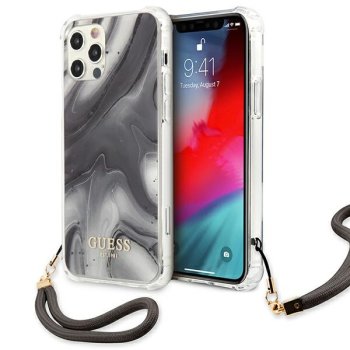 Чехол Guess Marble Collection для iPhone 12 / 12 Pro серый