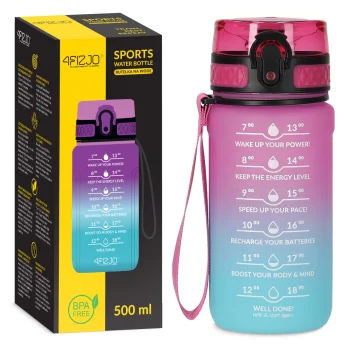 4FIZJO Tritan Motivational Water Bottle 0.5L, Pink-Blue