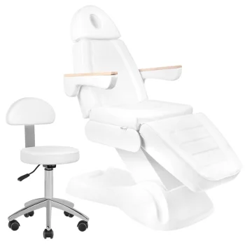 Sillon Lux 273b elektriskais kosmētikas krēsls ar 3 motoriem un tabureti 304, balts