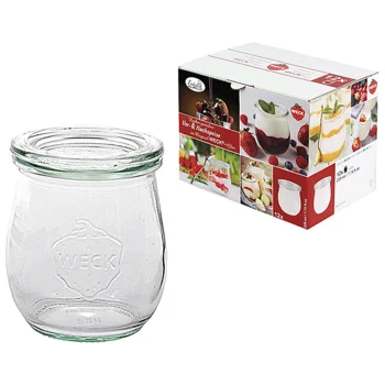 Stikla burciņas Weck Tulip Jar 220 ml ar stikla vāciņiem, 12 gab.