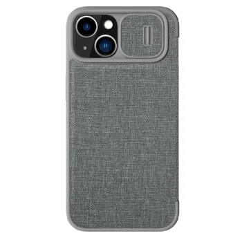 Чехол-книжка Nillkin Qin Cloth Pro Case для iPhone 14 Plus со шторкой камеры, серый
