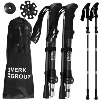 Nūjošanas un trekinga nūju komplekts ar somu, 3 segmenti, 114-135 cm, melns