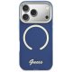 Guess IML Script Metal MagSafe Phone Case Cover iPhone 17 Pro Max - Blue