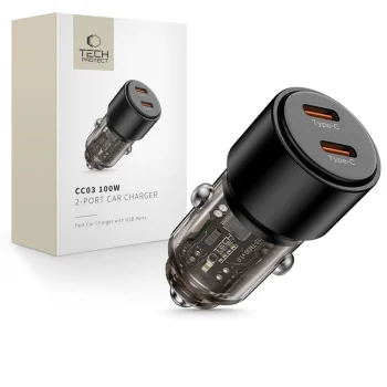Автомобильное зарядное устройство Tech-Protect PD100W CC03 2x USB-C, черное