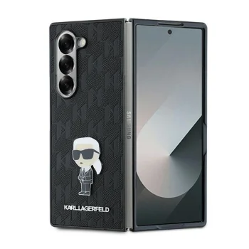 Karl Lagerfeld Saffiano Ikonik Pin vāciņš priekš Samsung Galaxy Z Fold 6, melns