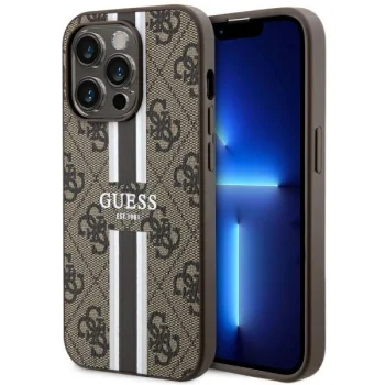 Чехол Guess 4G Printed Stripes MagSafe для iPhone 14 Pro Max, коричневый