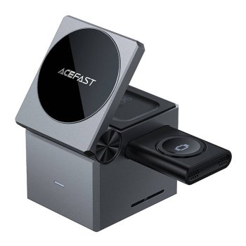 Bezvadu lādētājs 3 w 1, Acefast, E18, 15 (metāliski pelēks) | Wireless charger 15W (metal gray)