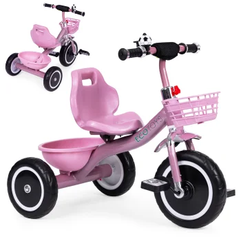 Ecotoys trīsritenis bērniem ar groziem un zvanu, rozā