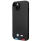 Чехол BMW для iPhone 14 Plus Leather Stamp Tricolor MagSafe, черный