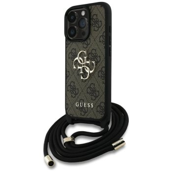 Guess 4G Big Logo Cord Stap Crossbody Phone Case Cover iPhone 16 Pro Max Brown