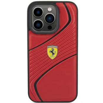 Ferrari iPhone 15 Pro vāciņš Twist Metal Logo, sarkans