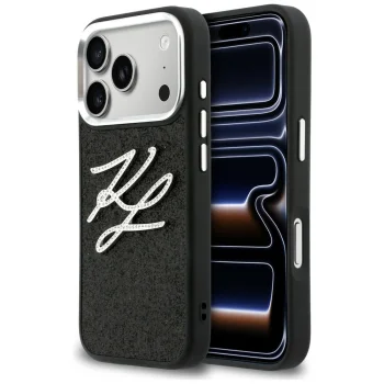 Чехол Karl Lagerfeld IML Glitter KL Diamond Logo для iPhone 17 Pro – черный