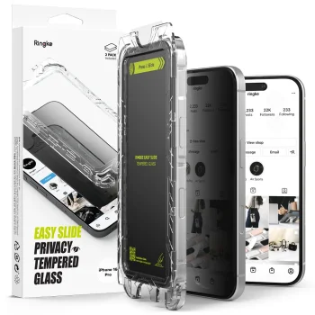 Ringke Easy Slide Privacy aizsargstikls iPhone 16 Pro, 2 gab.
