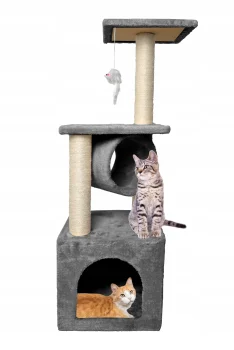 Kошачий дом / дерево / когтеточка - 92см, Серый | Cat House Tree with Sisal Scratching...