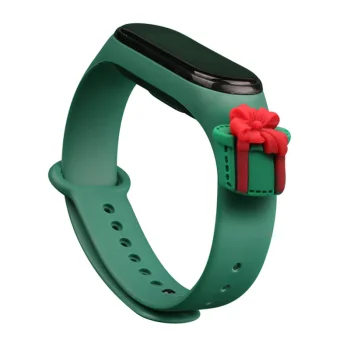 Новогодний ремешок для Xiaomi Mi Band 3 / 4 с узором в виде подарка,...