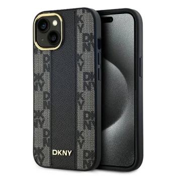 Чехол Dkny для iPhone 15 / 14 / 13 Leather Checkered Mono Pattern MagSafe, черный