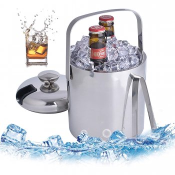 Ledus Spainis Trauks ar Vāku un Standziņām 1,3L | Ice Bucket with Tongs and Lid