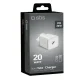 SBS TETRGAN1C20W 20W GaN sienas lādētājs ar USB-C Power Delivery, balts