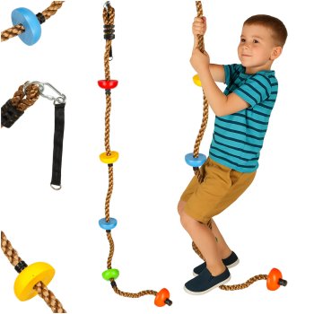 Kids Climbing Rope Swing with Disc Platforms for Backyard 200cm