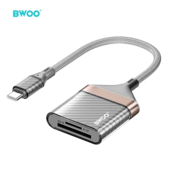 BWOO BZ64 USB-C karšu lasītājs SD / TF kartēm, pelēks