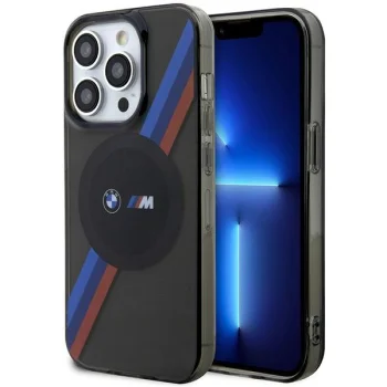 Apple iPhone 14 Pro Max 6.7'' BMW Tricolor Stripes MagSafe Case Cover (BMHMP14XHDTK), Grey