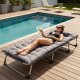 MultiGarden GMFC-20180 Folding Garden Sun Lounger with Mattress, Grey