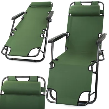 Folding Garden and Beach Sun Lounger Zero Gravity, Green