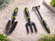 Garden Tool Set: Rake, Fork, Trowel + Bag