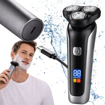 Men's Electric Shaver 3 Floating Heads Cordless Beard Trimmer USB-C