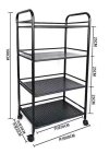 Rolling Storage Trolley Cart 60x32x100 cm, Black