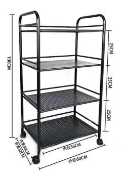 Rolling Storage Trolley Cart 60x32x100 cm, Black