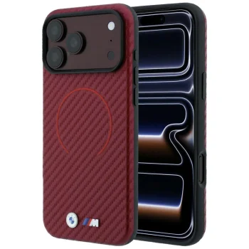 BMW M Carbon Printed Ring MagSafe ümbris iPhone 18 Pro Max / 17 Pro Max, bordoopunane