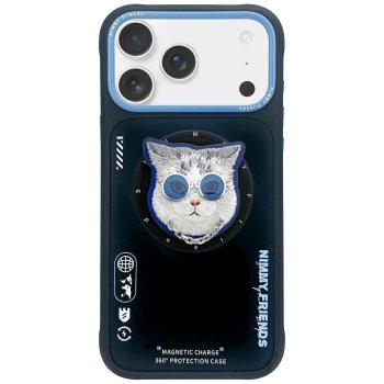 Nimmy Glasses Cool Cat MagSafe vāciņš iPhone 17 – melns un zils | Phone Case Cover