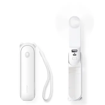 Rokas ventilators Jisulife Handheld Fan Life8 ar akumulatoru 2000 mAh un lukturīti, balts