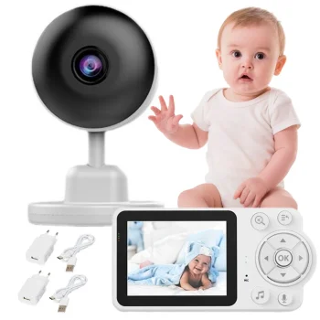 Video rācija zīdaiņiem ar 2.8" LCD ekrānu nakts redzamību un mikrofonu, balta