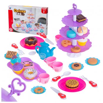 Bērnu Rotaļu Kafijas Trauku Komplekts Cepumi Kēksi, 46 gab. | Kids Toy Coffee Serving Dishes Cookies Cupcakes Set