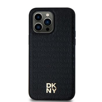 Samsung Galaxy S24+ Plus (SM-S926) DKNY Leather Monogram Pattern Metal Logo MagSafe Case Cover, Black | Чехол...