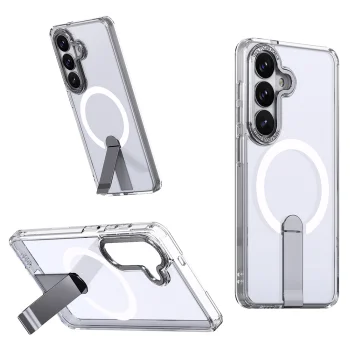 Hybrid Armor X vāciņš Samsung Galaxy S26 ar statīvu un MagSafe, caurspīdīgs