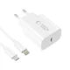 Сетевое зарядное устройство Tech-Protect NC20W 20W с кабелем USB-C / Lightning 100 см