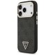 Guess iPhone 17 Pro vāciņš 4G PU Leather Case with Triangle Logo, melns