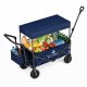 Folding Beach Wagon LUARO with Canopy and Net, Navy Blue