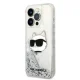 Чехол Karl Lagerfeld для iPhone 14 Pro Liquid Glitter Choupette Серебристый