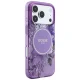 Чехол Guess IML Flowers Pearl Strap MagSafe для iPhone 18 Pro Max / 17 Pro Max, фиолетовый