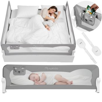 Gultas drošības barjera bērniem 200 cm Nukido, pelēka