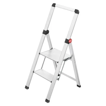 Saliekamās kāpnes Hailo DK40 BasicLine Design, 2 pakāpieni, sudraba